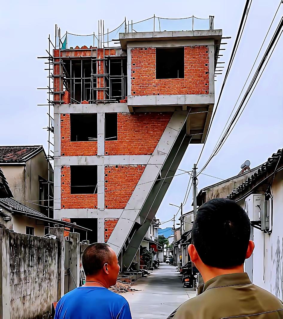 自建房神设计！斜梁挑出房间，隔壁邻居以后翻新房子该怎么办？农村自建房建筑设
