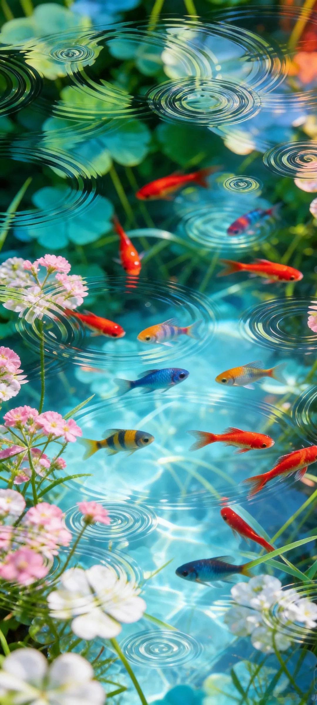 绿色冰晶夏日手机护眼壁纸