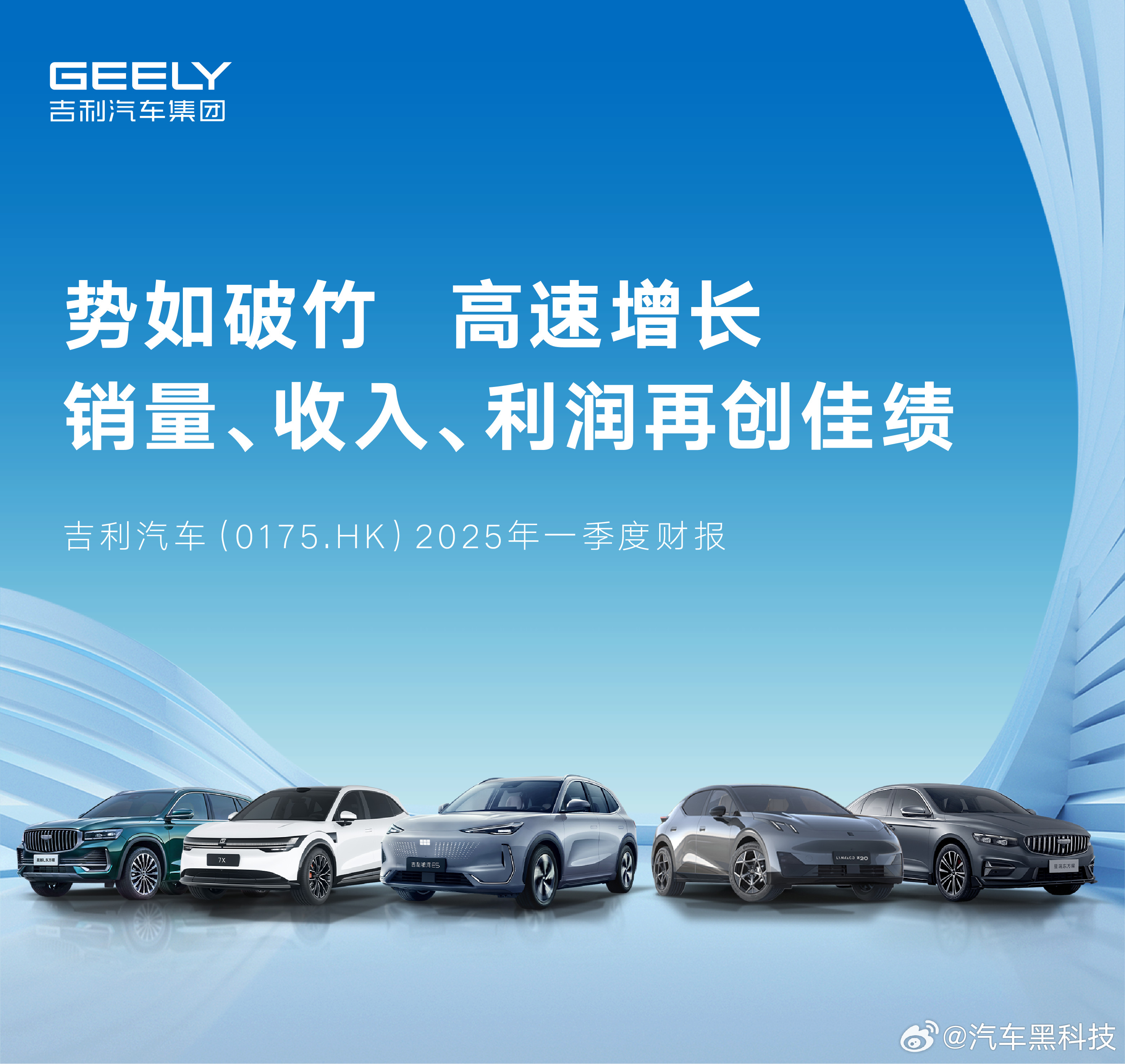 吉利汽车一季度营收725亿元吉利汽车控股有限公司（0175.HK）发布2025