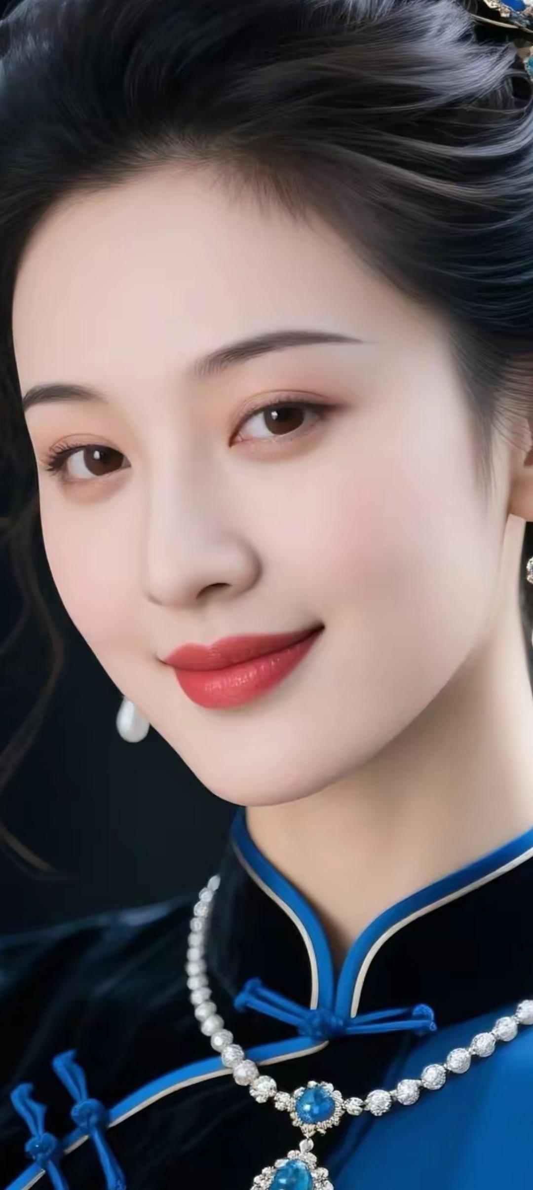 惊艳的东方美人，蓝宝石项链闪耀夺目！