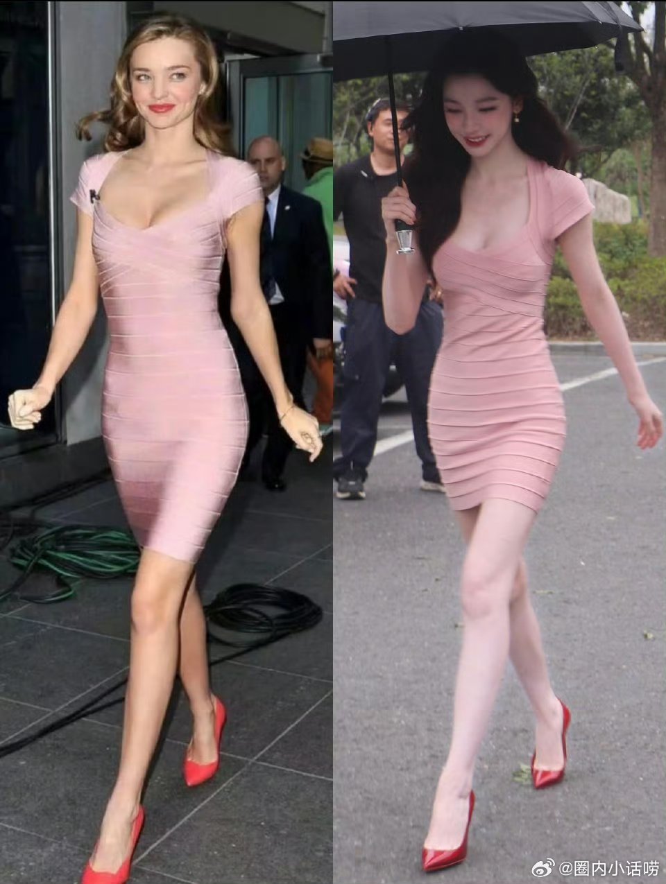 易梦玲和米兰达可儿这是撞衫了？同样是水蜜桃穿搭，风格不同却都很惊艳！