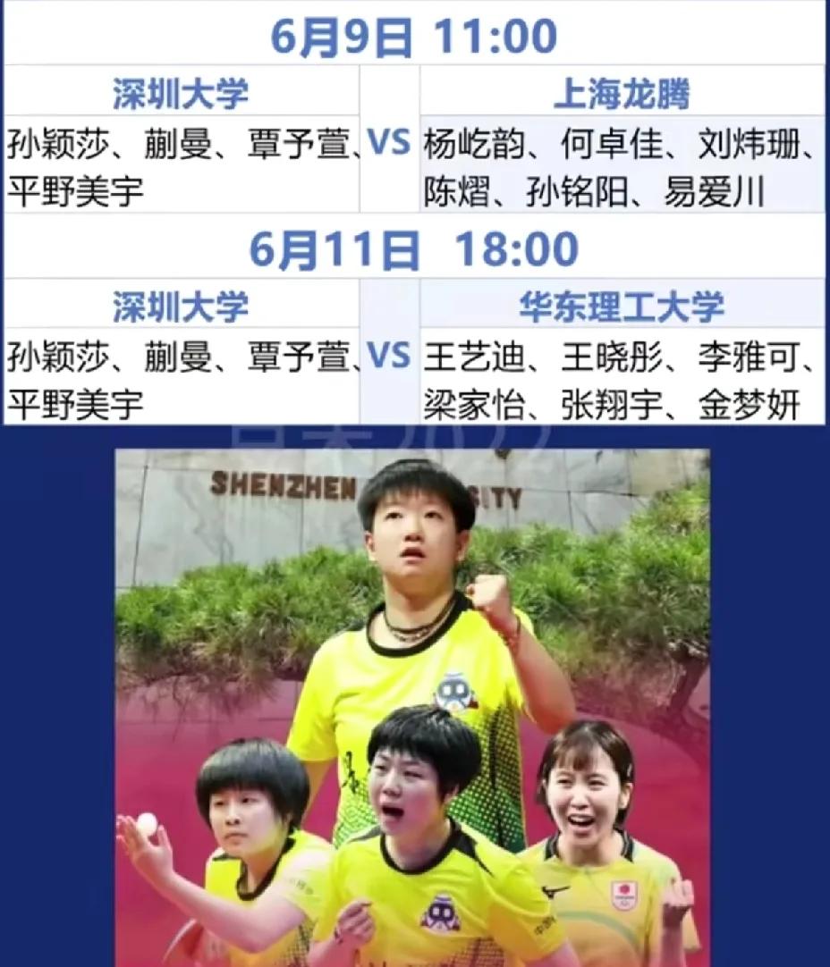 要不要这么残忍，乒超联赛深大上来就和龙腾打，你不知道她们都是闺蜜吗？这是一