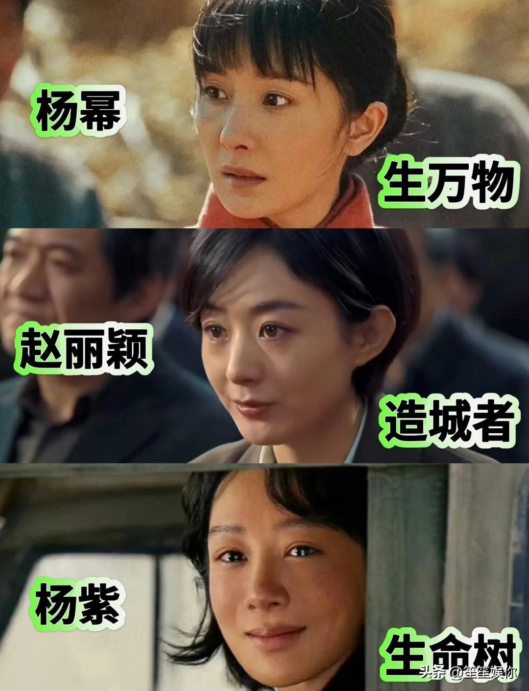 赵丽颖不说以前提名白玉兰的花千骨和知否，就说最近的现实题材三部曲，幸福到万家，农