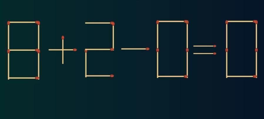 【高能火柴谜题挑战】现有等式“8+2-0=0”显然不成立，现在考验你的时刻到了—