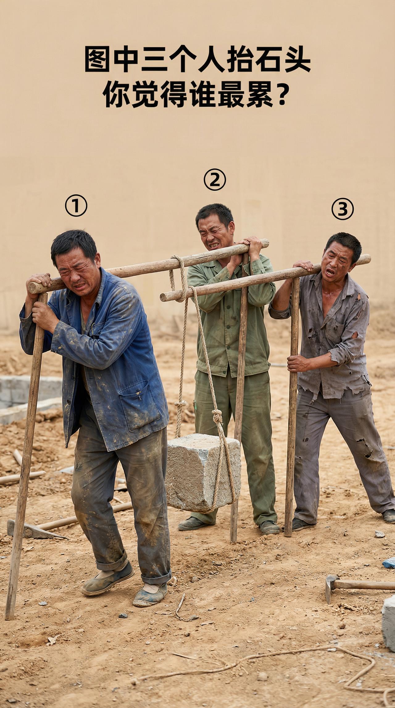 兄弟抬石头吵翻了！老大弓着背脸憋成猪肝色：“我这腰都快折了，石头全压我身上！”