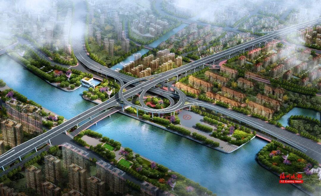 效果图曝光！福州晋安新建4座立交桥！远洋立交：衔接远洋路与国货互通，其上跨现