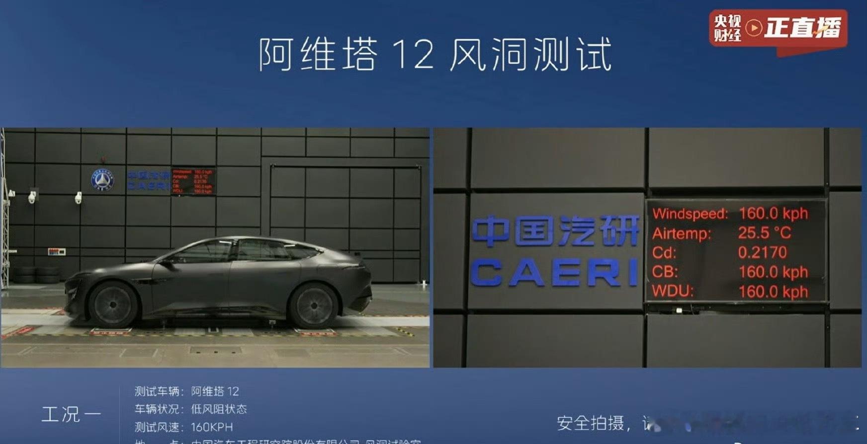 阿维塔12风洞测试全部结束。而0.21Cd风阻系数是这种条件跑出来的：1，时