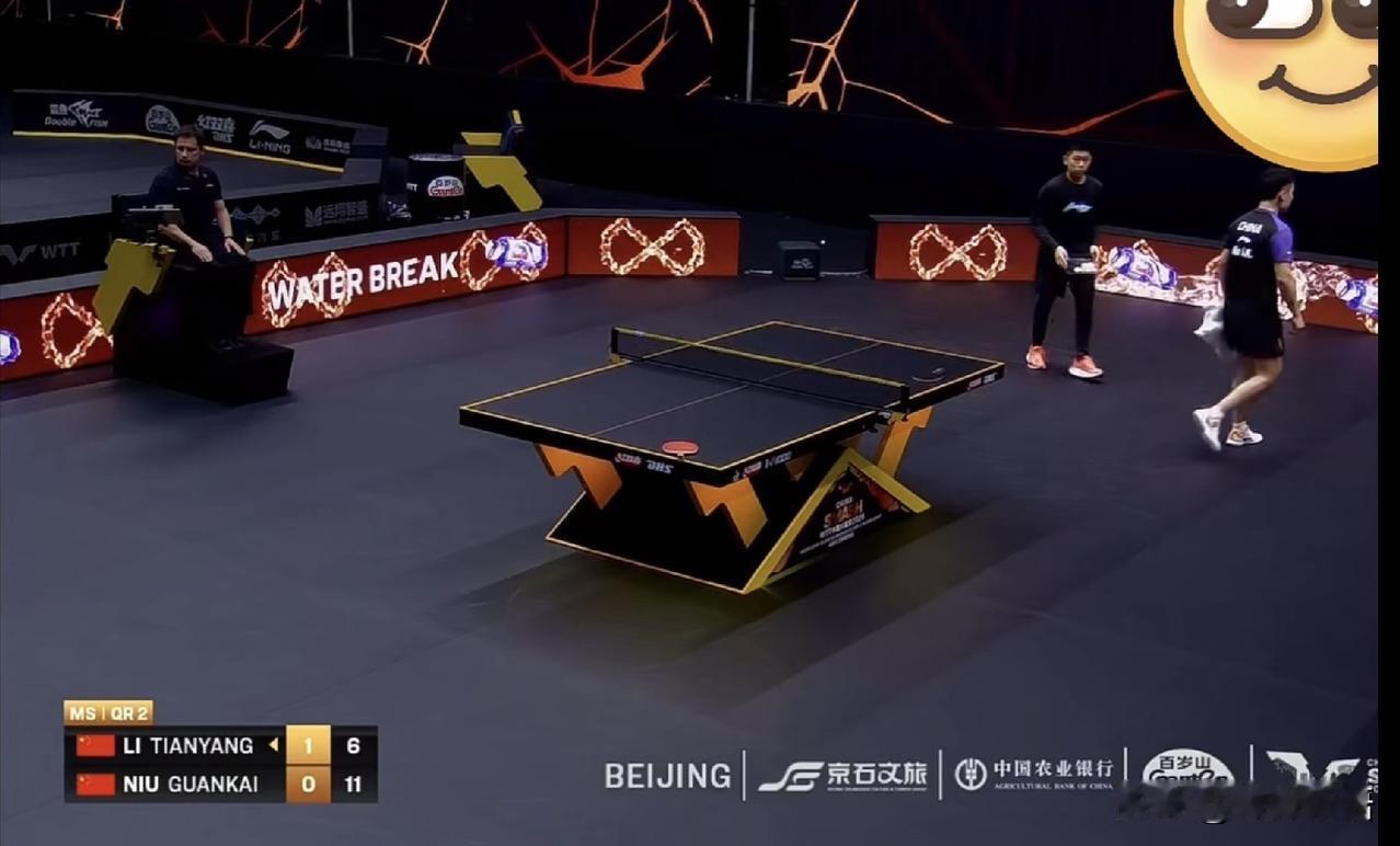 李天阳晋级男单资格赛第三轮。还是在中国打比赛好，WTT中国大满贯连资格赛都有球