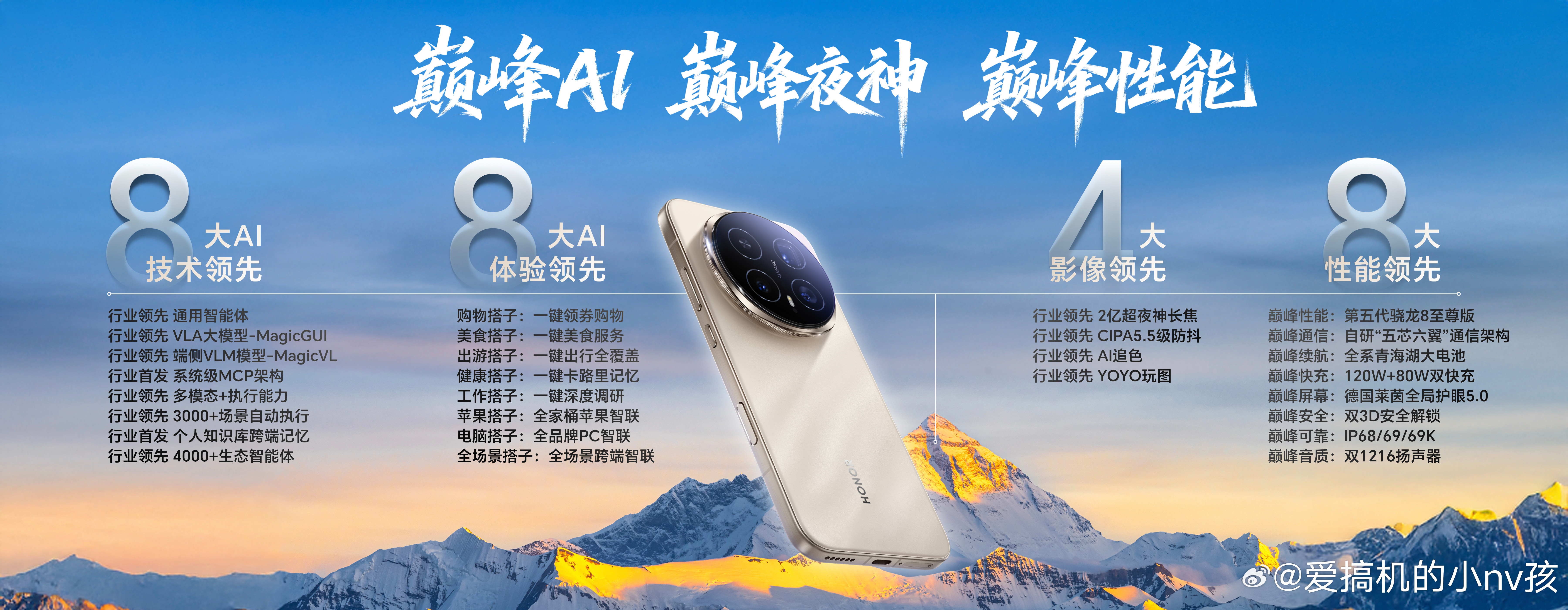 荣耀Magic8刚刚发布，我给大家总结一波[点赞]首先，性能党狂喜，全系都是骁龙
