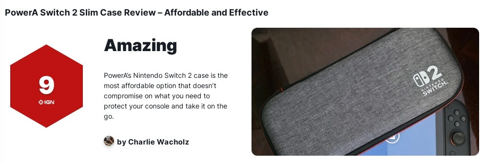 【IGN9分！Switch2第三方收纳包评分出炉：轻薄又坚固】今日，IGN对