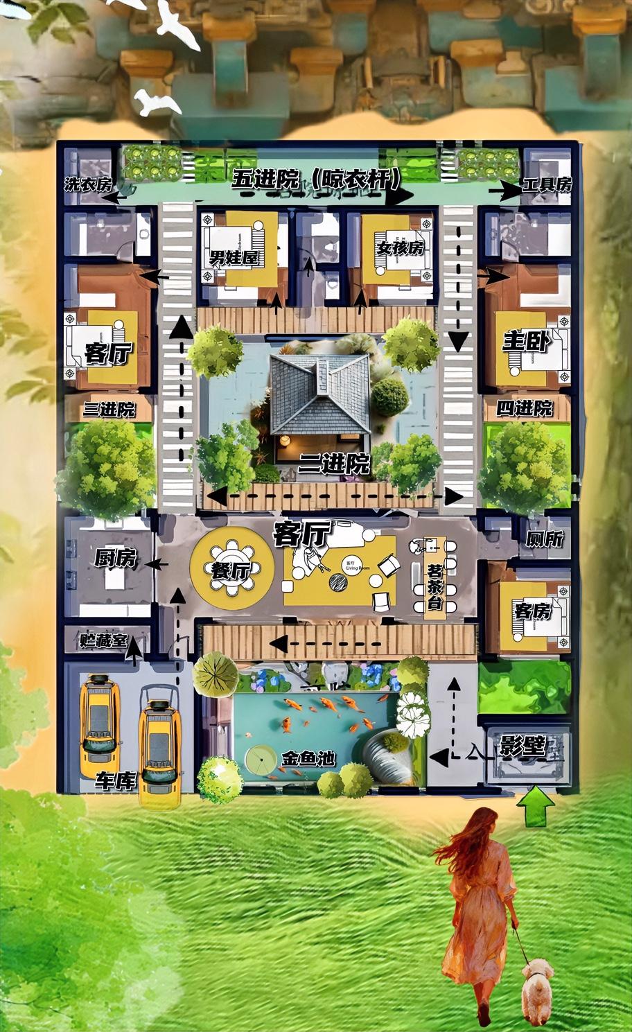 不被定义四合院，最爱搞国色天香，带来是兰花草，596㎡的花，开满五进院！先院