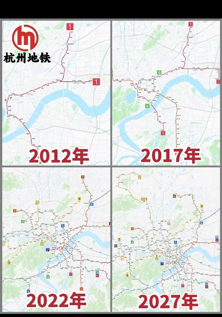 杭州地铁版图略显复杂。其右下角部分实则为绍兴地铁，右上角是杭海城际，二者并非严格