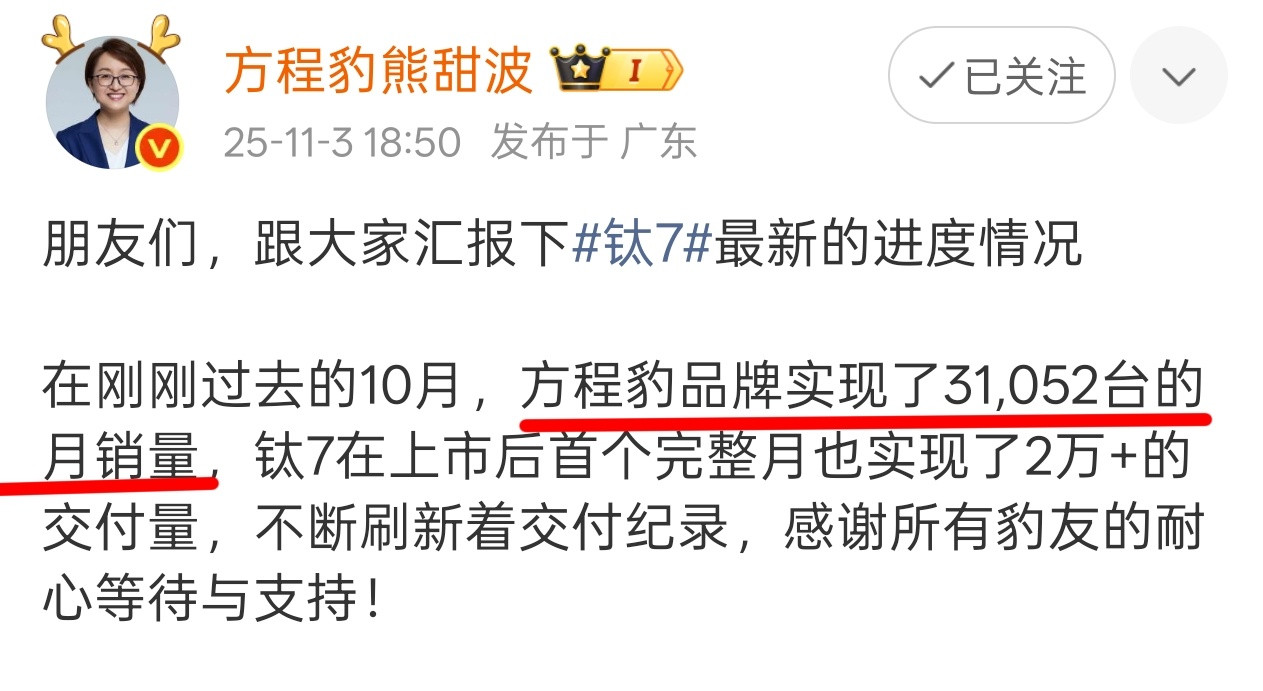 方程豹还是太低调了这个销量要是放其它家不得海报满天飞[滑稽笑]​​​