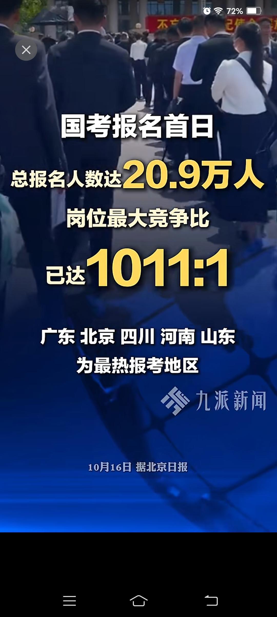 这两年大学生就业有多难，10月16号，国考首日报名总报名人数达20.9万人。岗位最大竞争比已达101