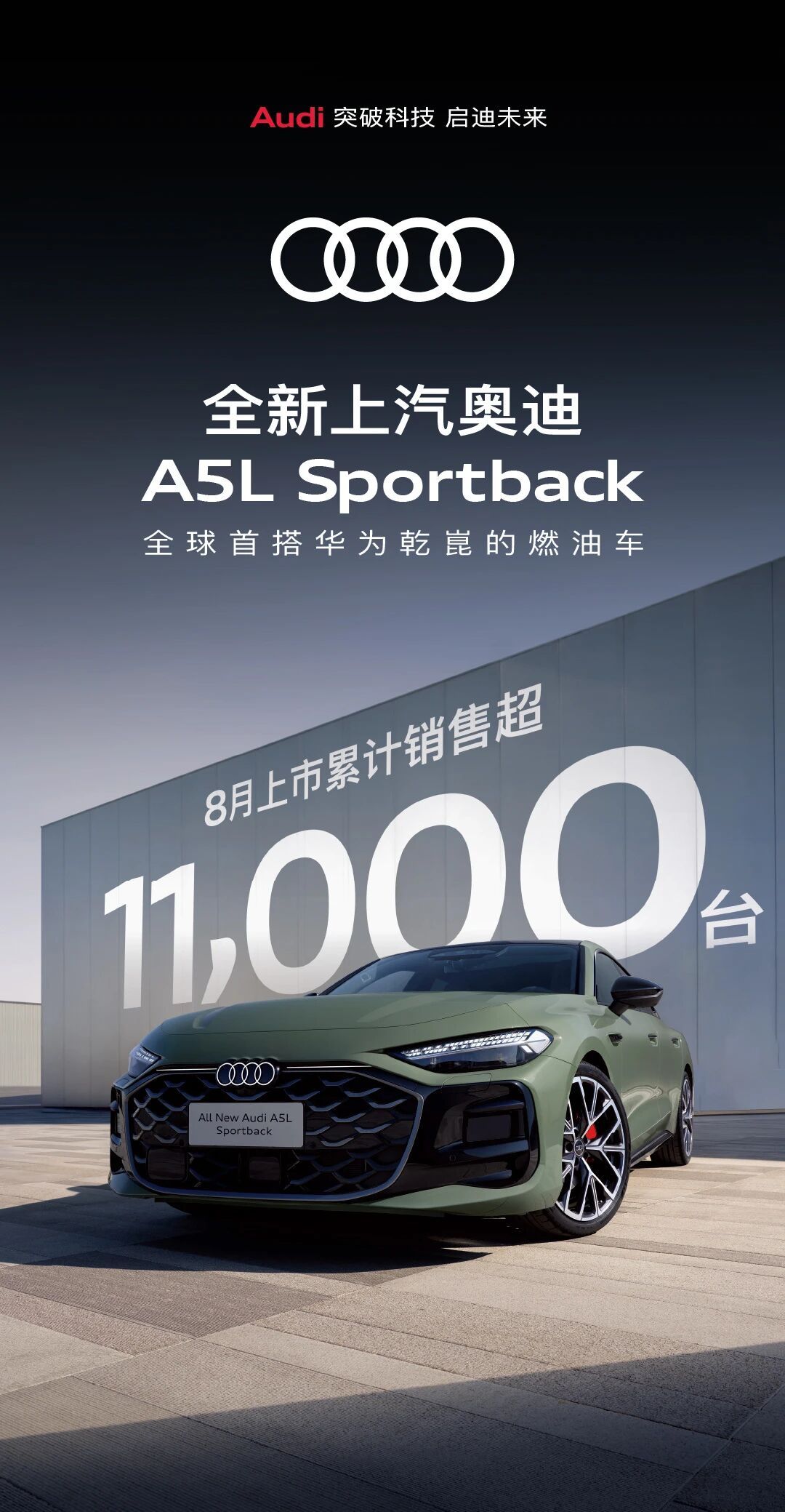 奥迪A5LSportback上市累计销量超1.1万辆​​​