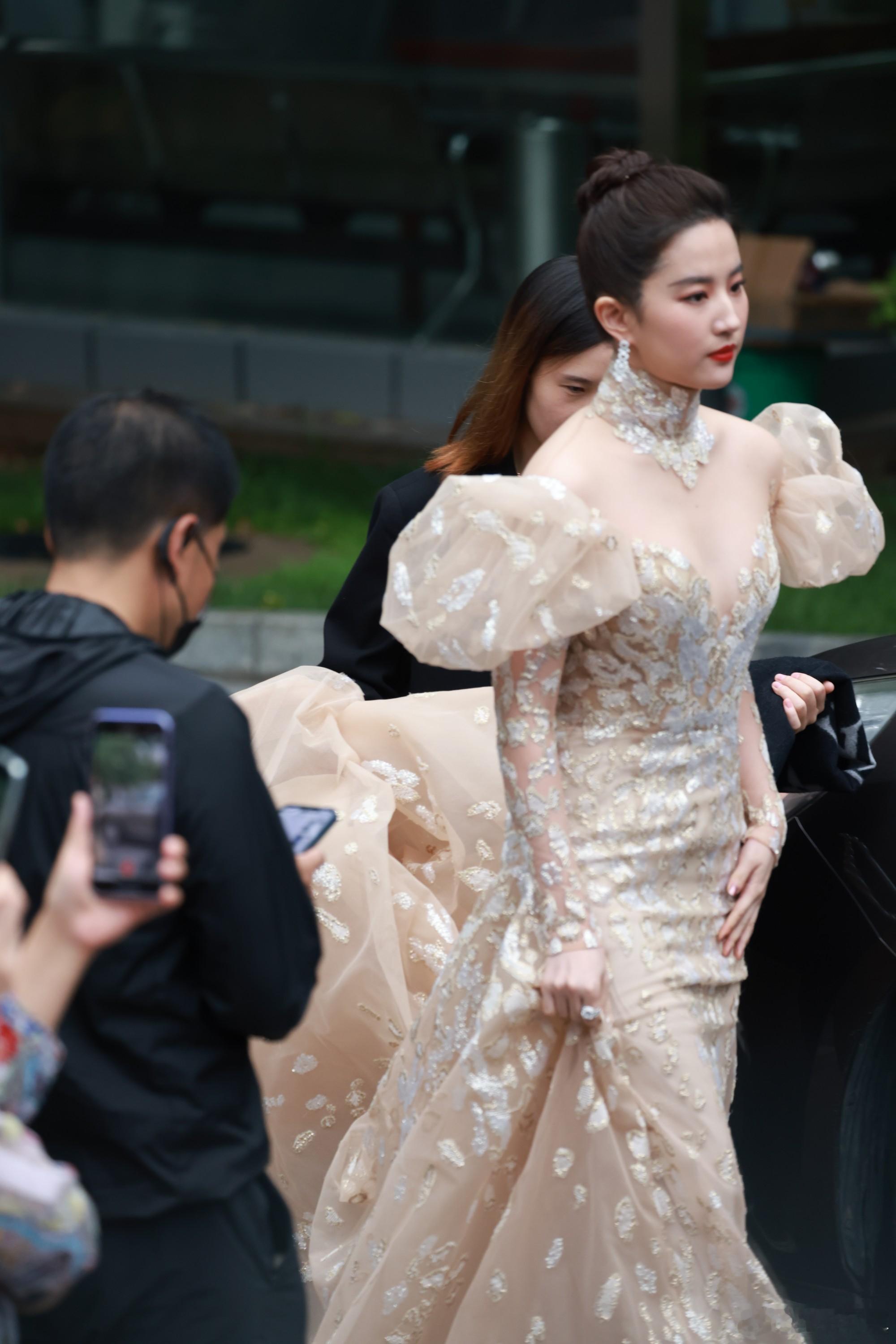 刘亦菲晒初雪哈哈合照刘亦菲北电红毯造型活动生图[39P]