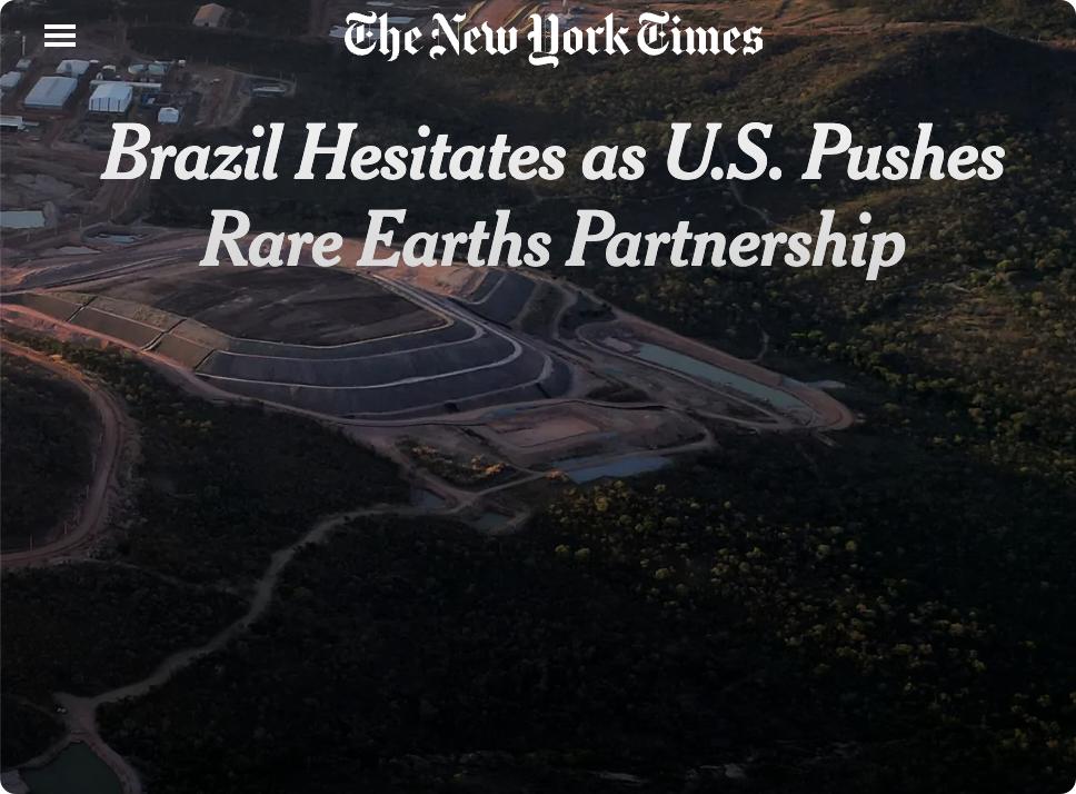 外媒：美国力推稀土合作协议，巴西态度审慎为降低对中国关键矿产的依赖，美国正积