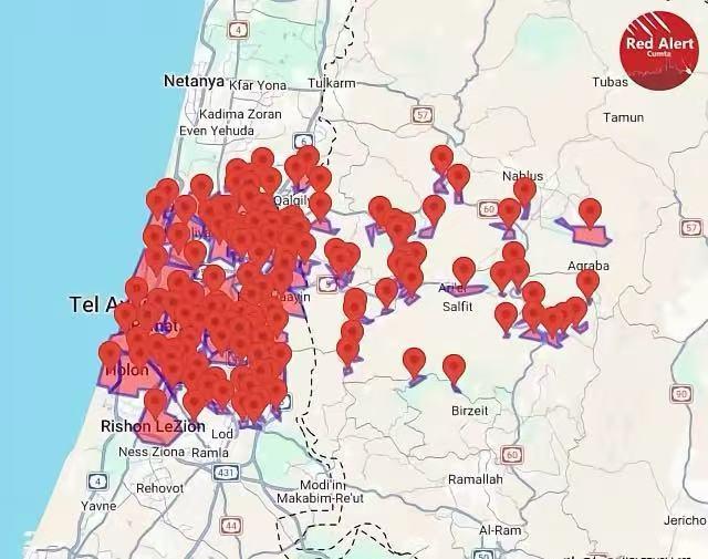 伊朗反击马上到达，以色列宣布全国启动火箭弹警报，因为根据侦察，伊朗在第一波被袭击