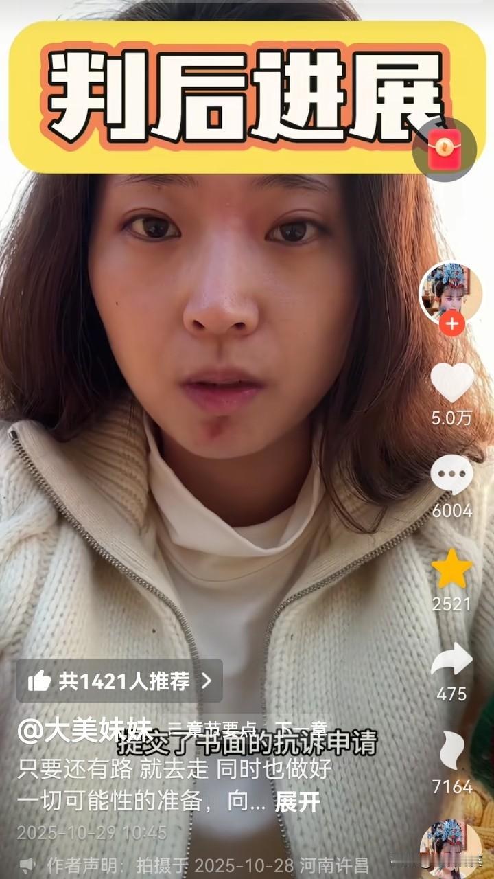 罗大美的妹妹称，在10月24日的下午向同级人民检察院、南阳市人民检察院提交了抗诉