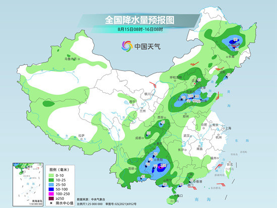受“杨柳”残涡影响, 东北华北强对流天气频繁, 山东局地有暴雨或大暴雨