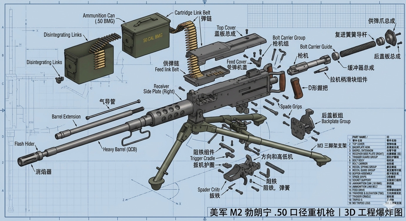 M2式勃朗宁大口径重机枪，是美国陆军及其他军种长期服役的经典重型机枪，由约翰·勃