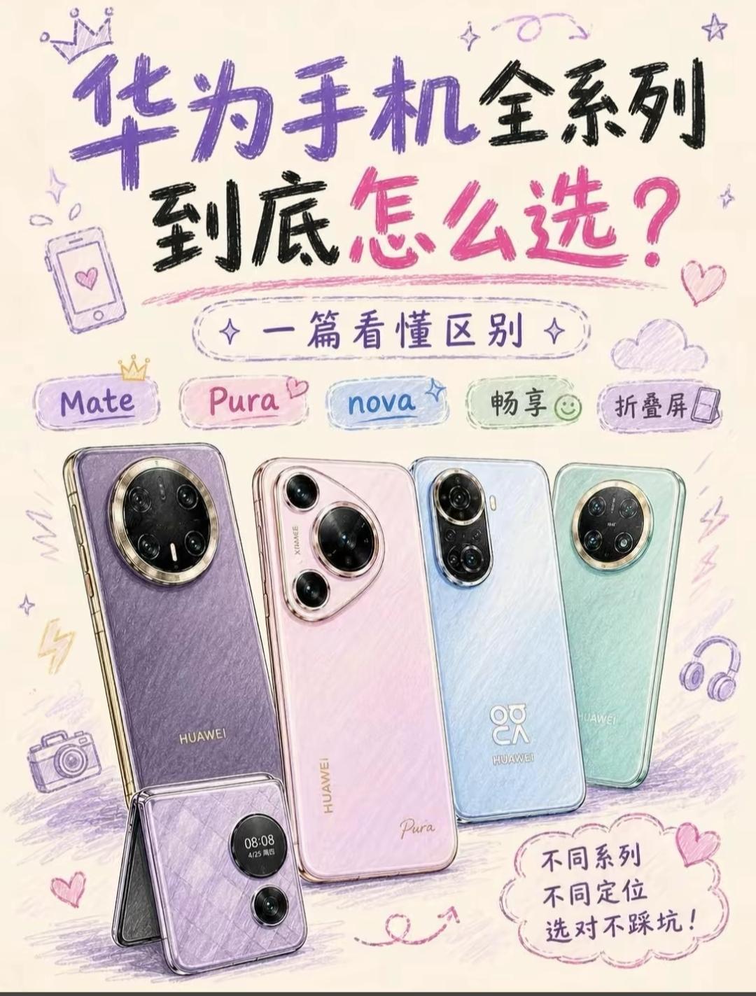 华为手机全系列详解！Mate/Pura/nova到底该选谁？