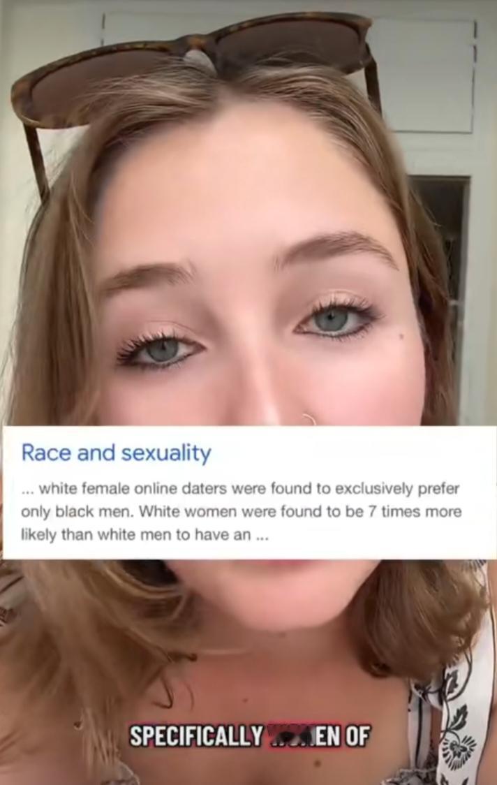 美国白人女子抱怨她与白人男性约会时，对方总问她是否交往过黑人，这让她感到