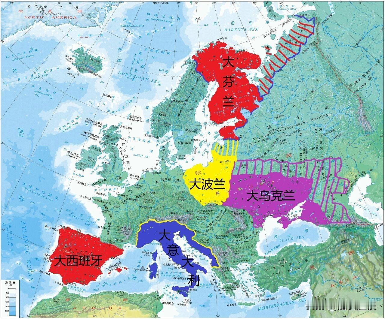 大波兰：1920年代波兰独立后提出，恢复玻璃立陶宛联邦大意大利：19世纪意大利