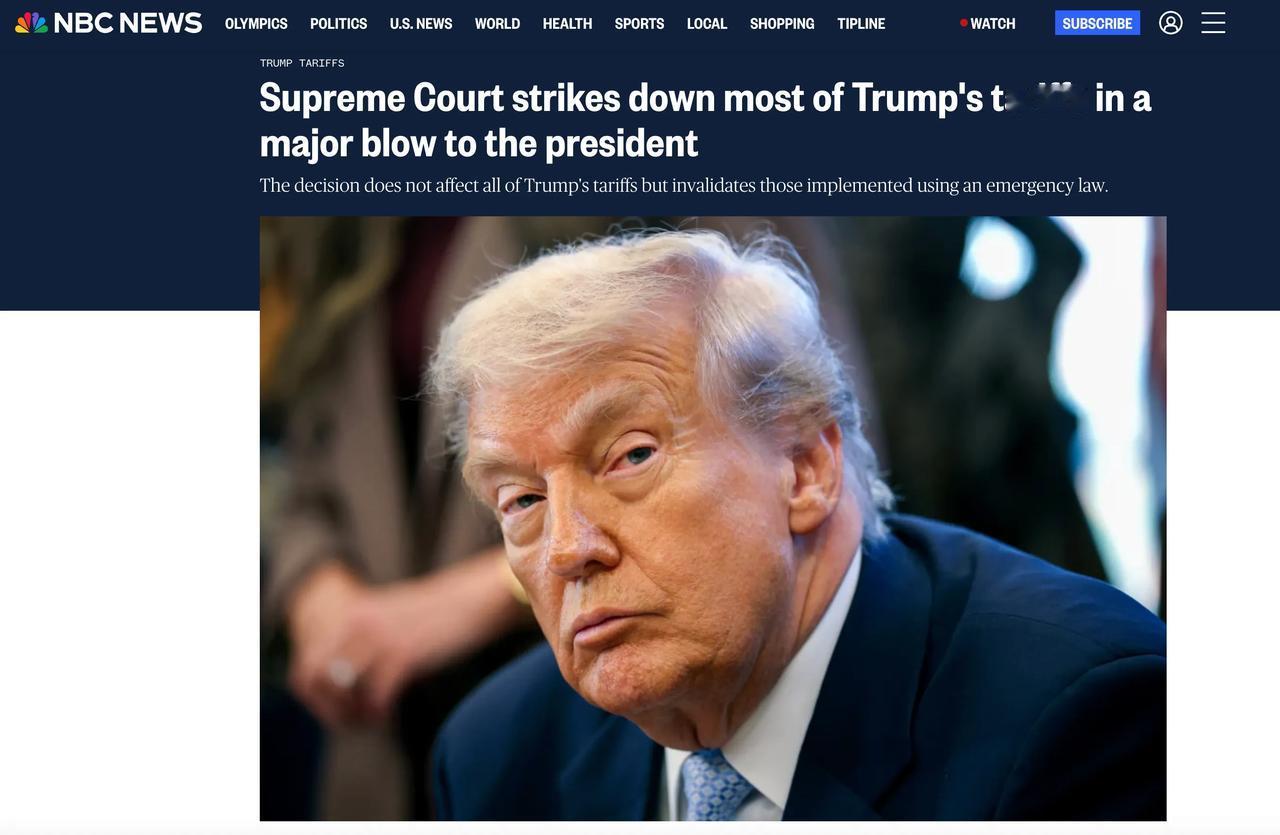 美国最高法院作出裁决：特朗普对等关税和芬太尼关税违法！大法官们以6比3裁定，