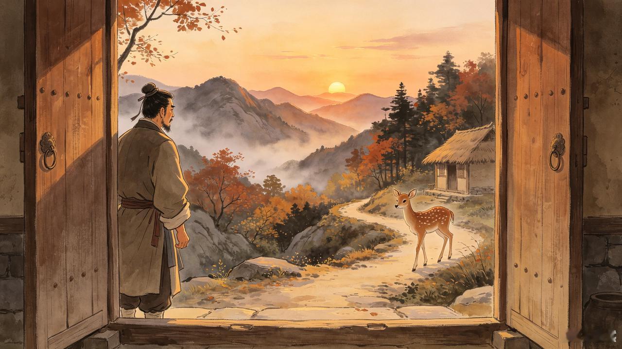 博山西关，李荗公在野外遇见一头幼鹿，茫然无措的样子，似乎迷失了方向。李荗公冲他