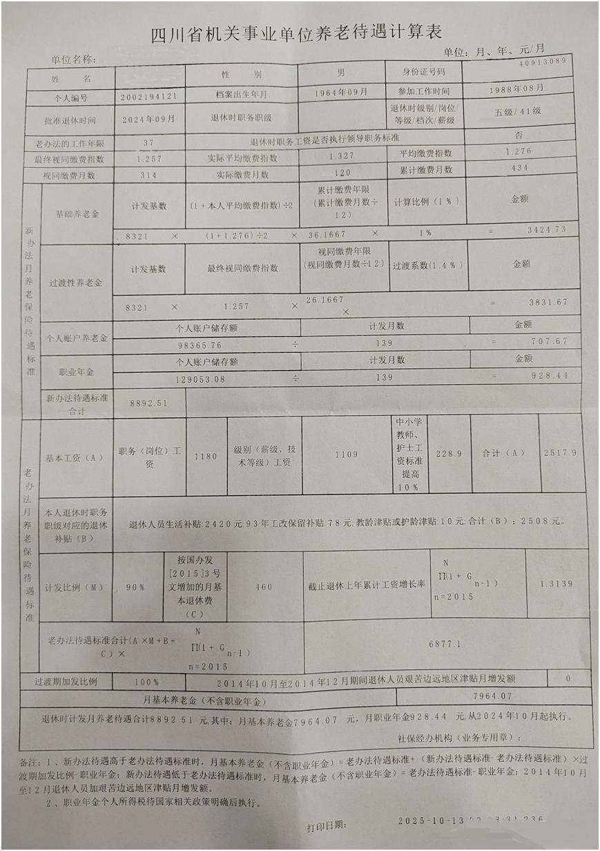 四川机关事业单位工作人员自24岁开启职业生涯，其退休养老金情况备受瞩目。（解读