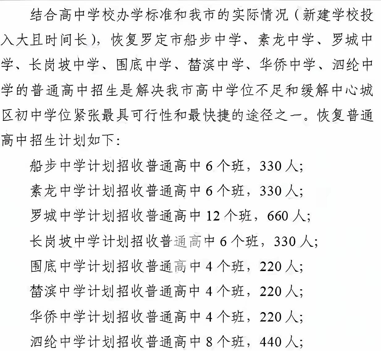 去年罗定市普通高中招生名额约9987人，今年新增8所高中，多招2750人，看来现