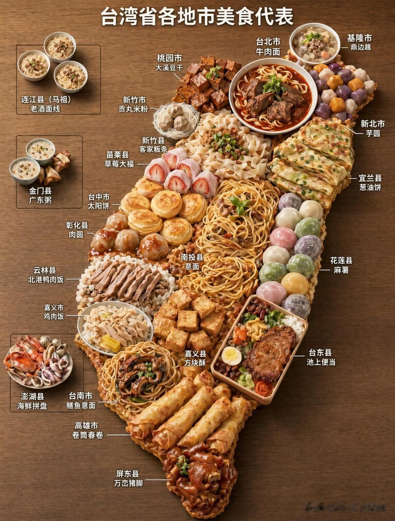 以下是台湾各县市的美食，你最想吃哪个一地方的美食呢
