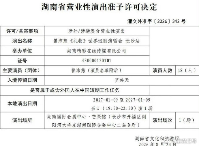 曾沛慈演唱会长沙站定档真的要来了吗~