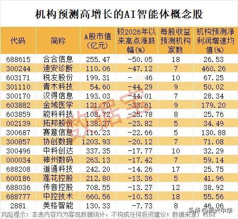 机构预测高增长的AI智能体概念股！