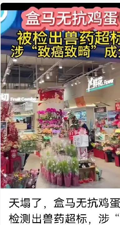 关于盒马无抗鸡蛋，被检测出兽药超标，涉致癌致畸成分这事。盒马的工