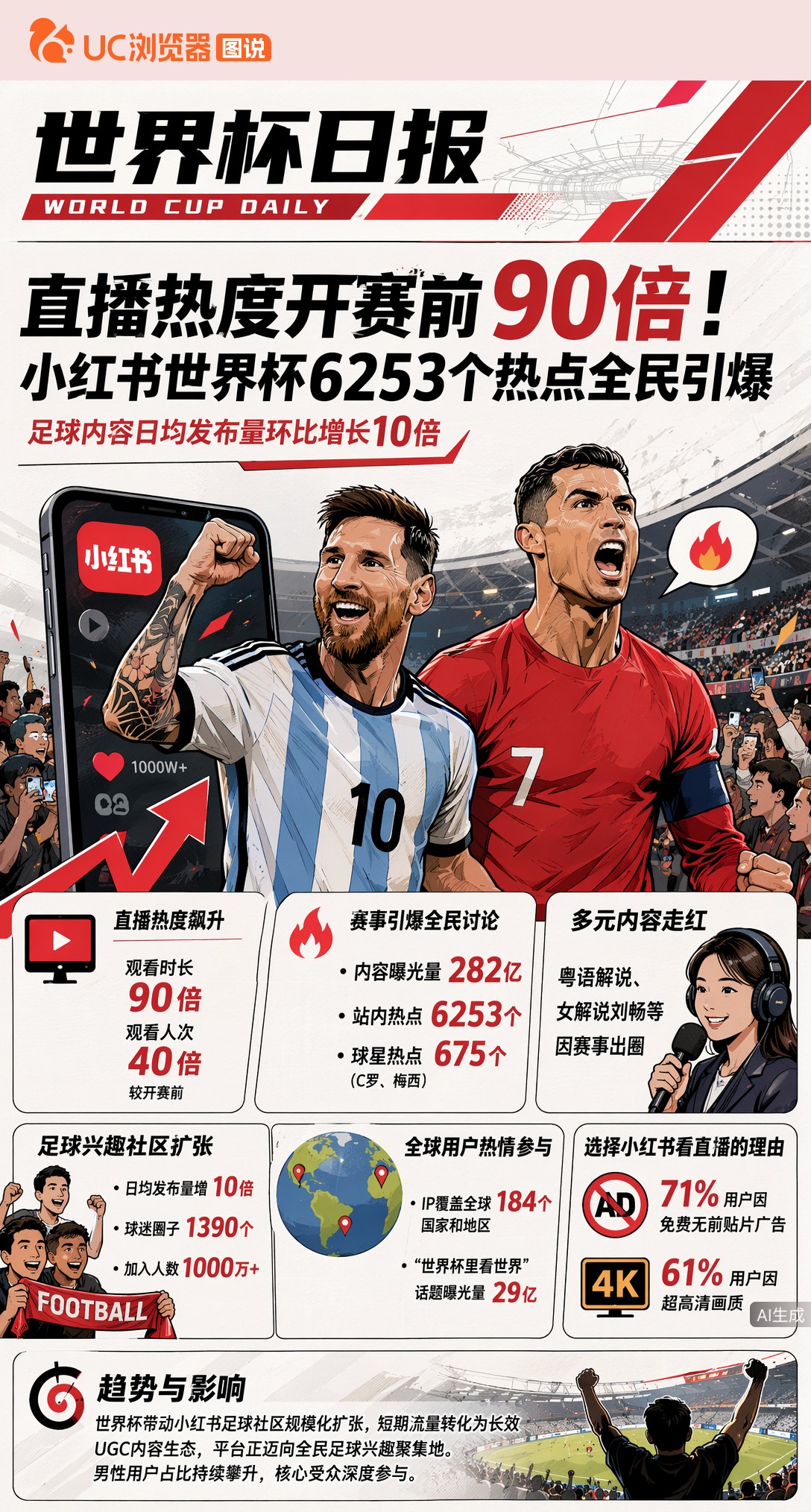 直播热度开赛前90倍！小红书世界杯6253个热点全民引爆