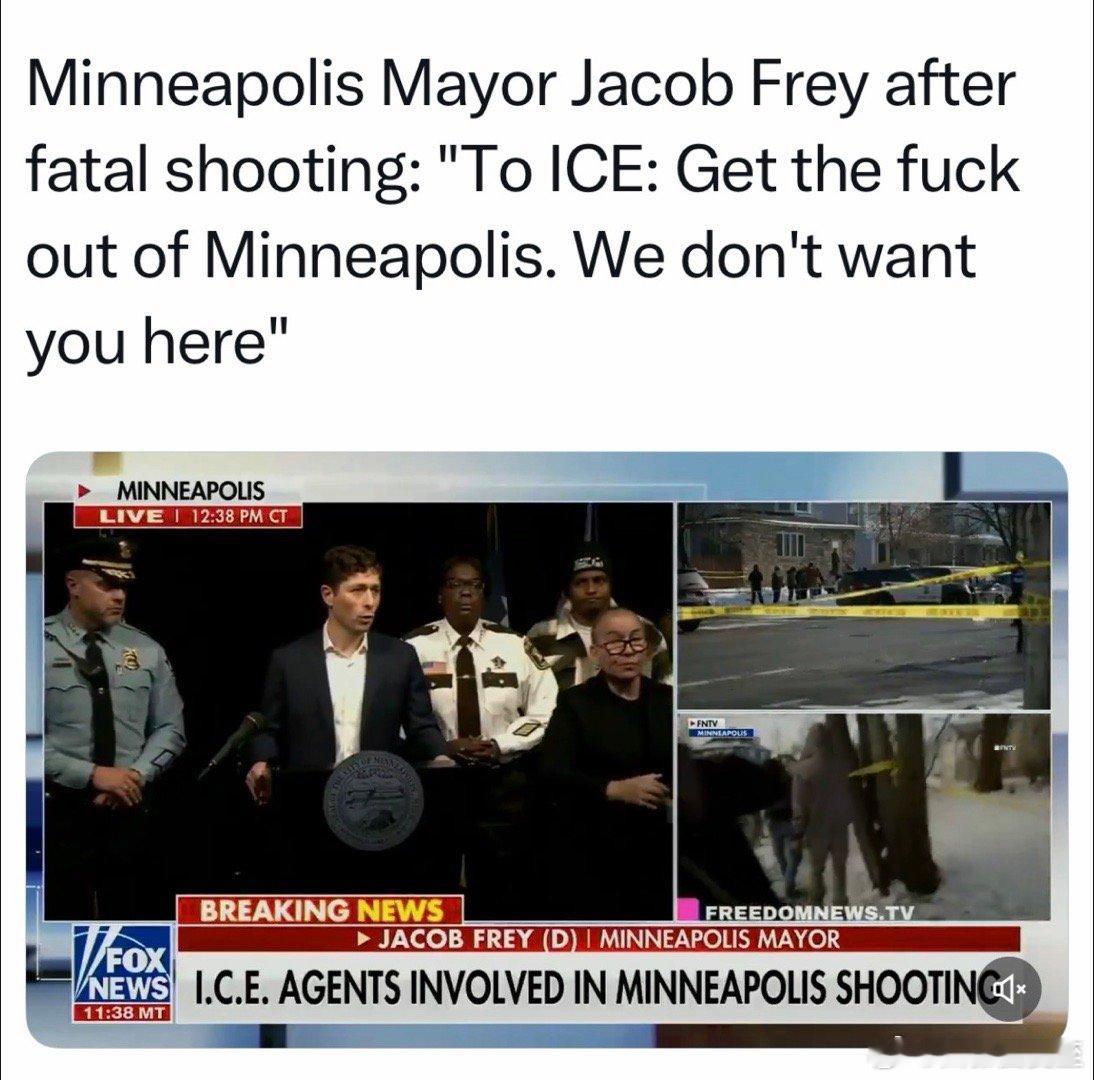 移民执法人员在明尼阿波利斯开枪打死一名女性联邦说法：司机开车撞他们在先，有生命危