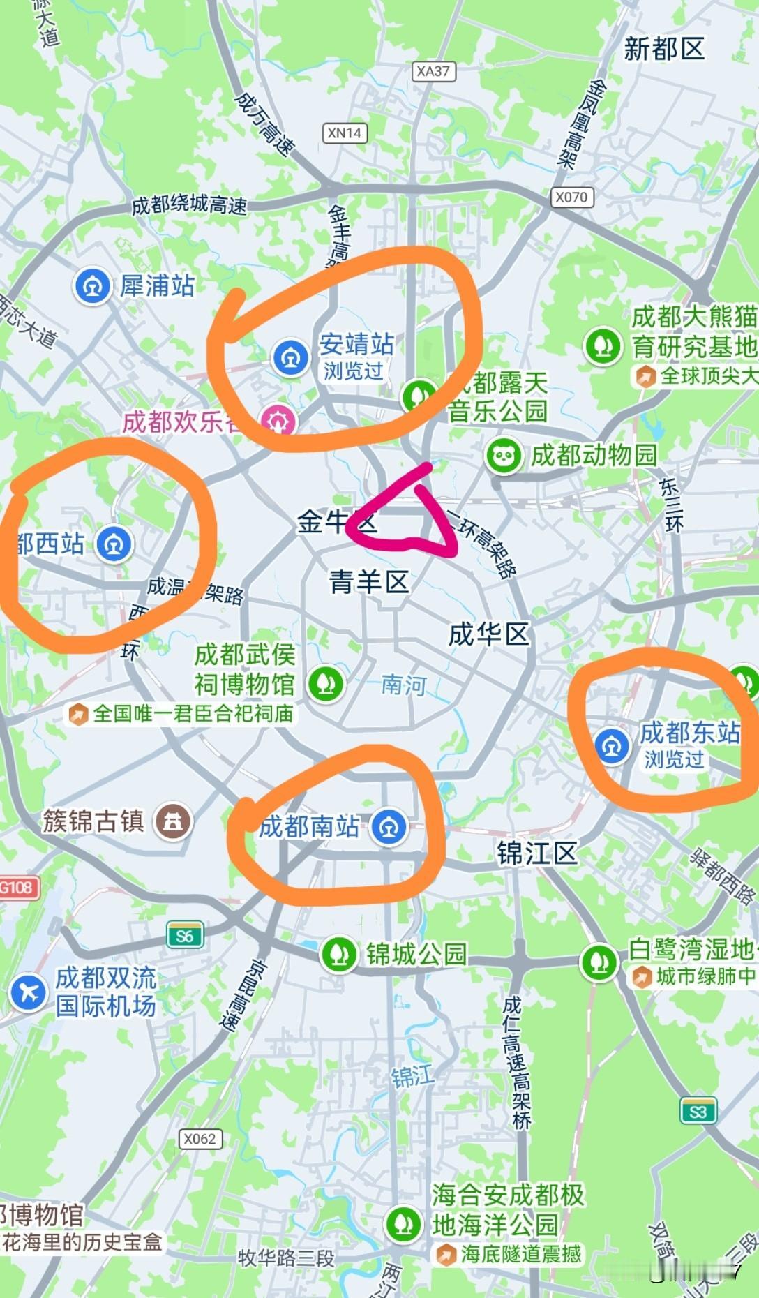 位于成都北边的安靖站应该叫成都北站才对，目前正在升级改造的北站就叫成都站。这样的