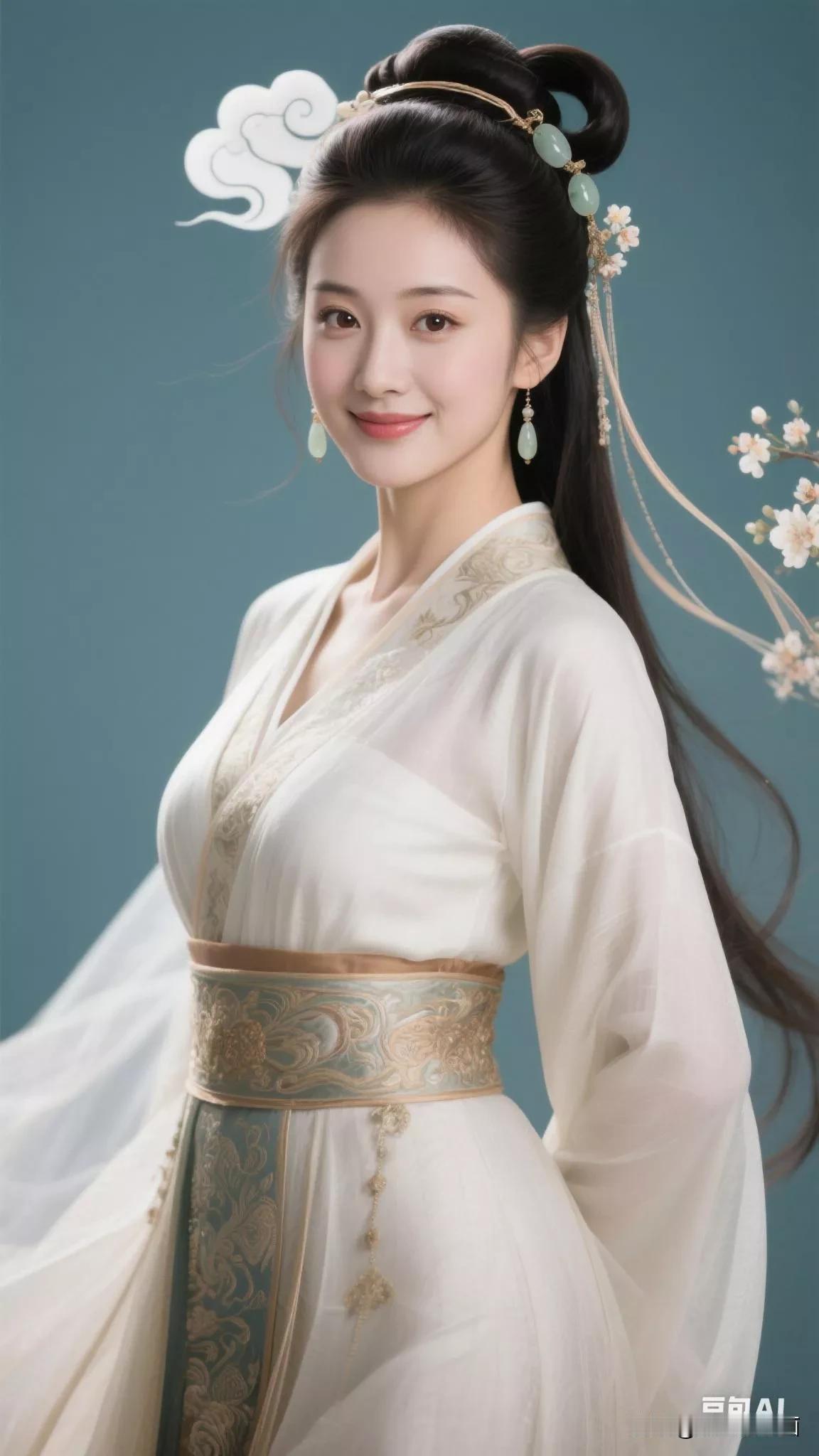 古典美人，温婉如玉，古风韵味十足！张立启原创书画AI作品古仕女发髻集锦首发第41