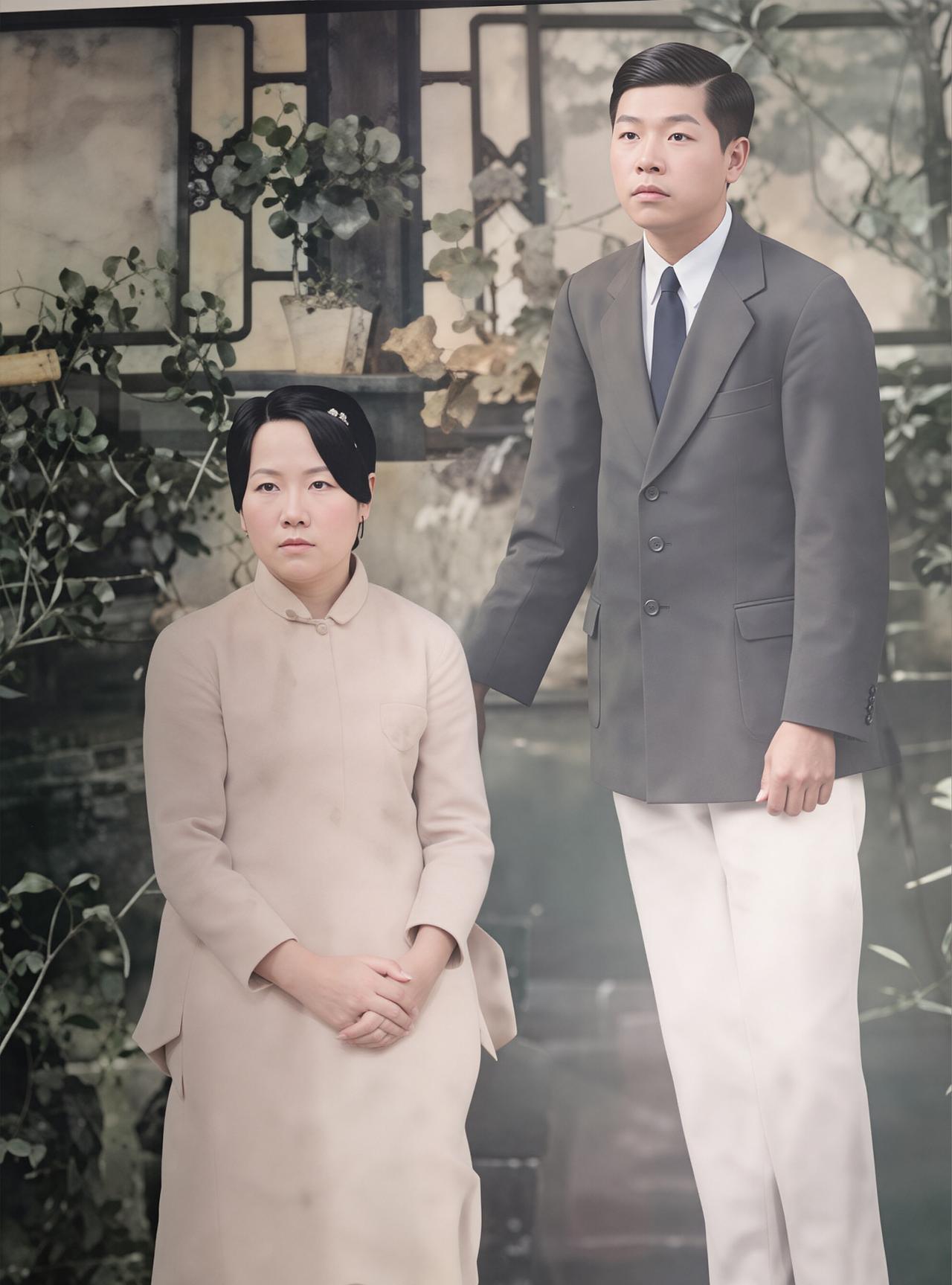 1916年，15岁的张学良和发妻于凤至的结婚照，少帅看起来像个孩子