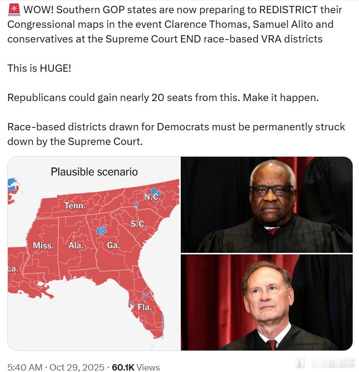 美国南部的共和党州正准备在最高法院大法官克拉伦斯·托马斯、塞缪尔·阿利托以及其他