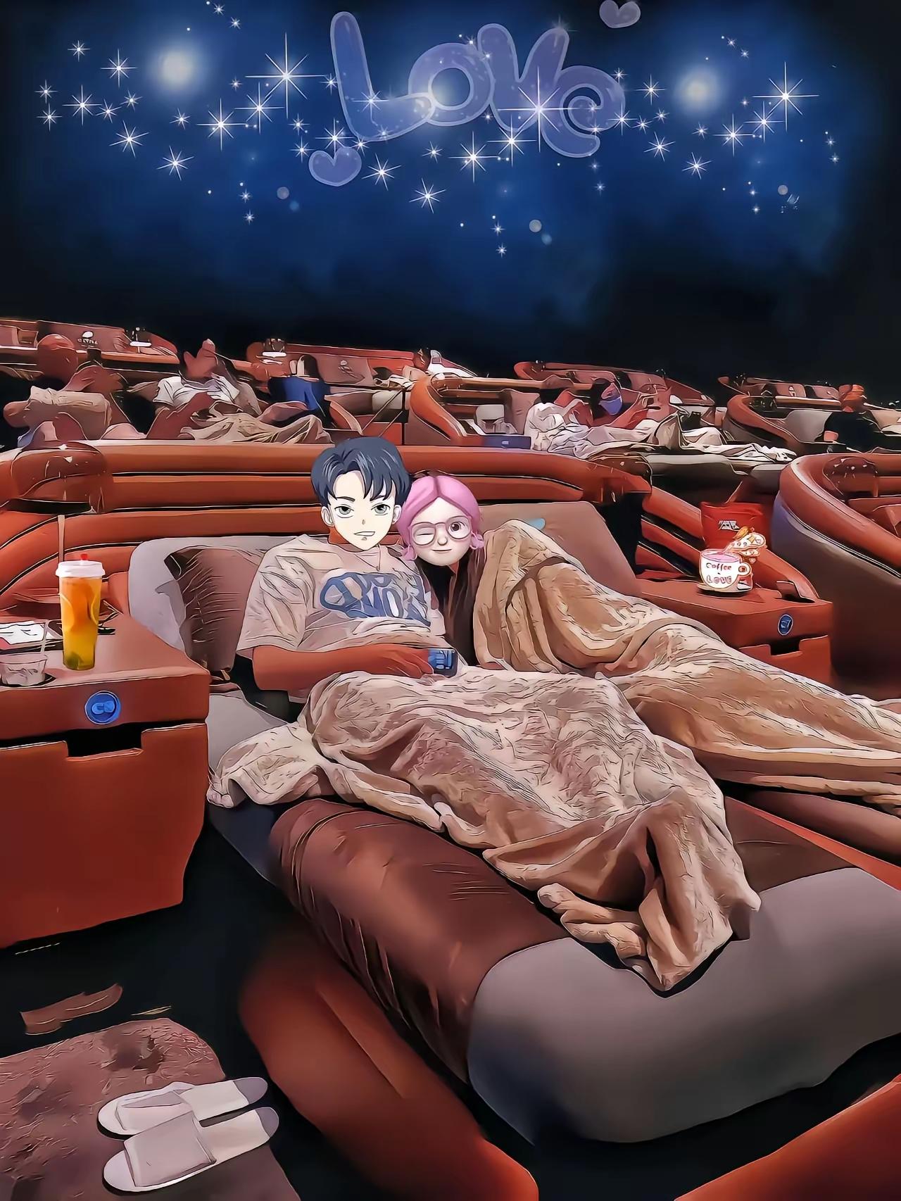 这种床上电影院不知道是谁发明的，真的是个人才。可以躺在床上看电影，不用说去亲