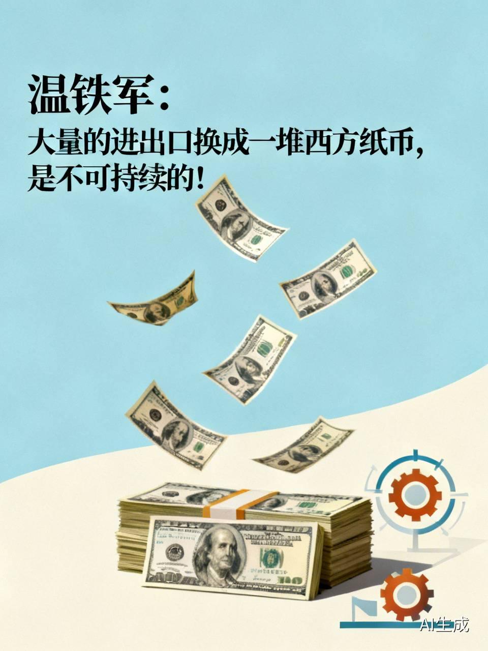 温铁军：大量的进出口换成一堆西方纸币，是不可持续的！指出，过去粗放的外贸模式存在