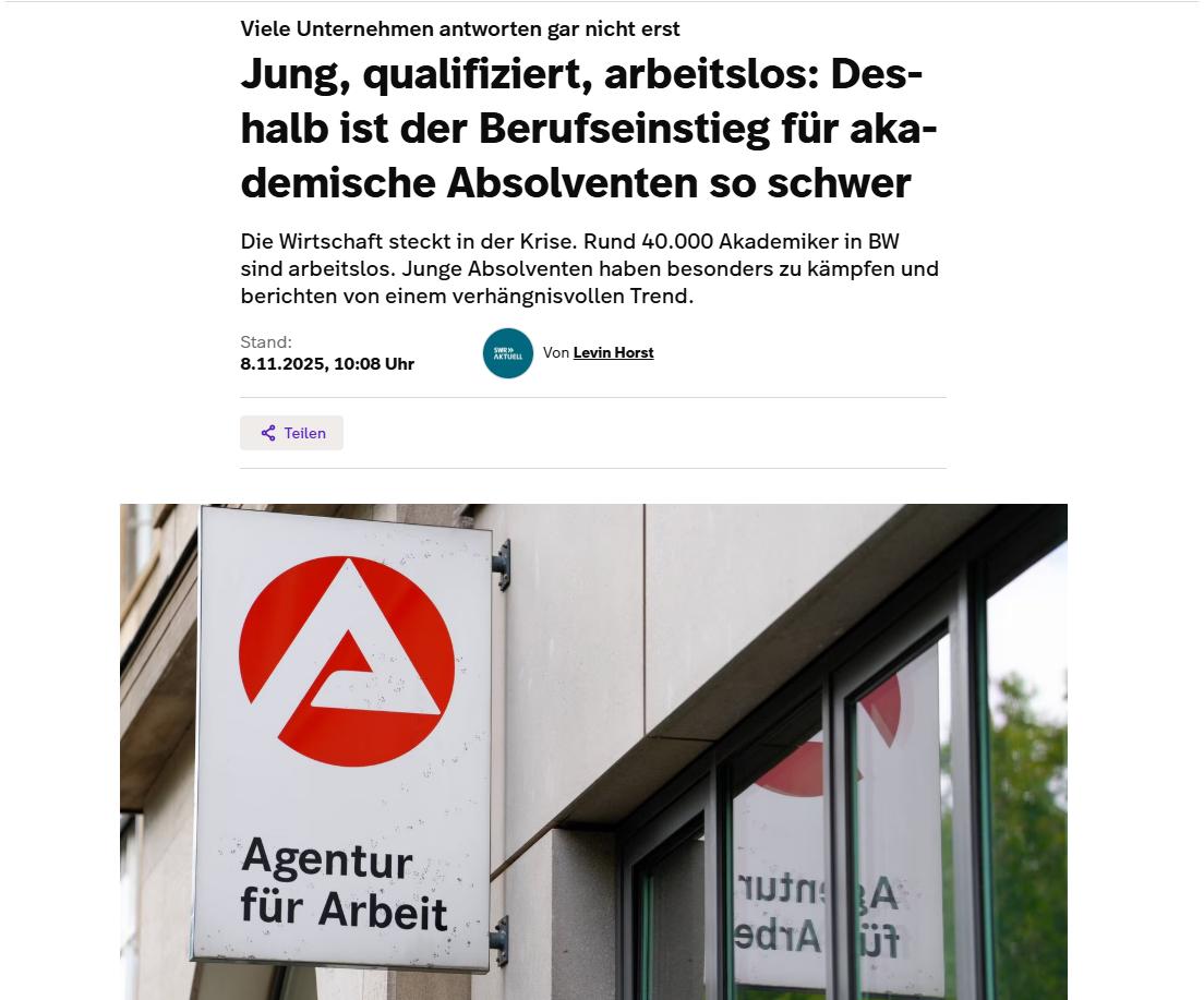 因大家都懂的原因德国企业缩减结构甚至关闭，德国大学生大批找不到工作。巴登-符