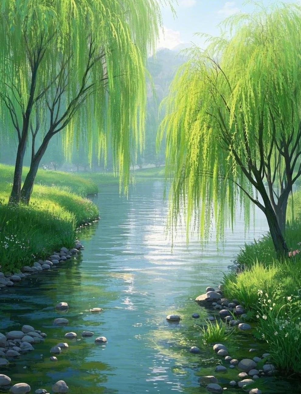 上联：手栽绿柳百年艳下联：心有繁花四季香