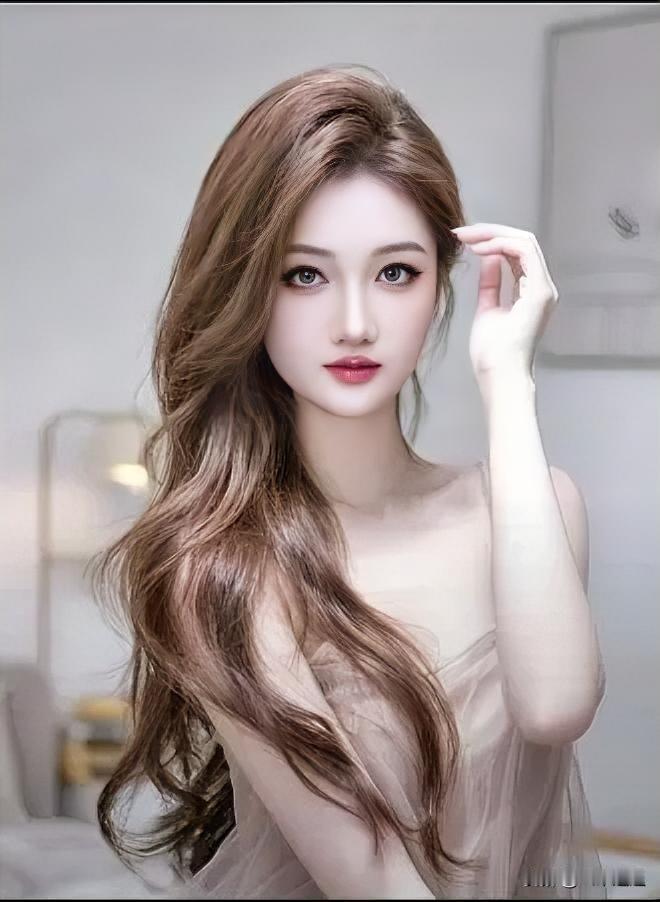 温柔似水的少女，长发飘飘，美得令人窒息。