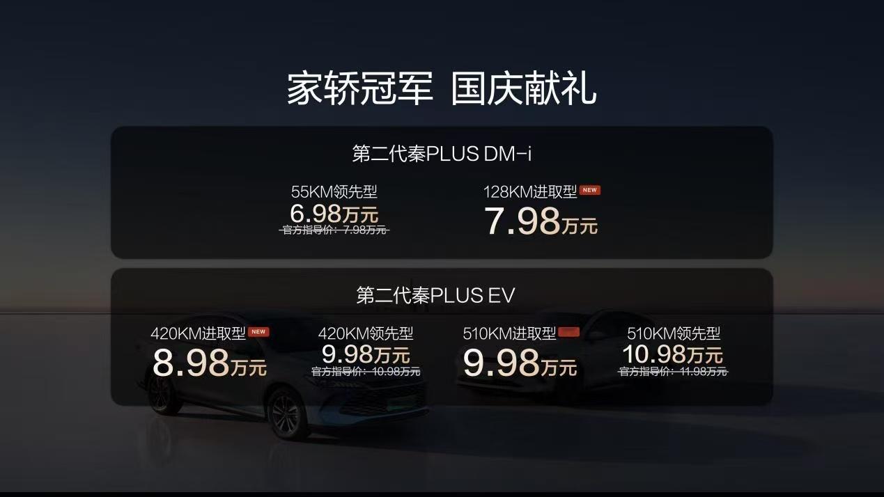 秦PLUSDM-i128KM进取型7.98万比亚迪上了三款秦PLUS新车