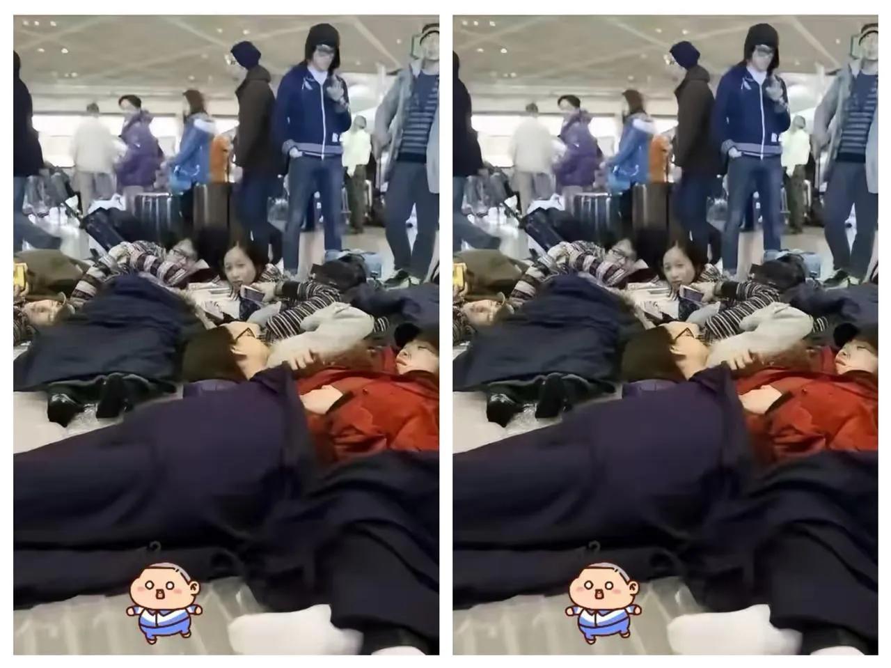 日本机场打地铺！这波教训太痛了！日本机场华人没听劝告，滞留机场中国取消1