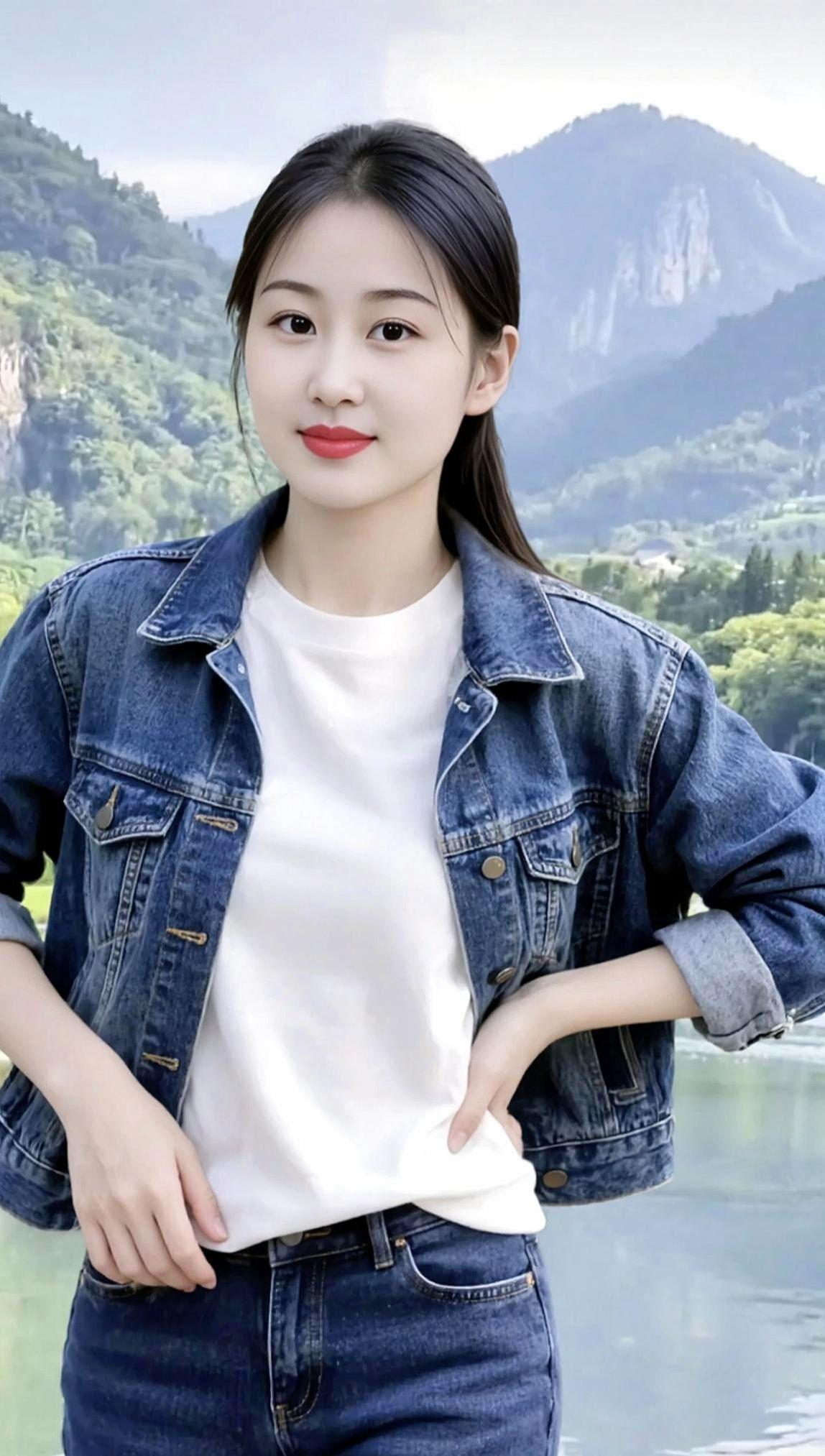 湖景生活照少女写真清纯甜美女孩甜美女孩穿搭抖音玩法合伙人计划